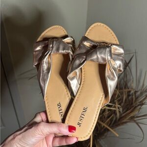 JustFab Gold Bow Detail Sandals